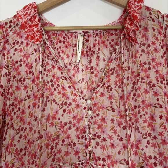 NWOT Anthropologie Maxi Dress Women Red FloralThe Marais Printed Chiffon Size: M - Picture 4 of 8